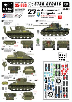 画像1: STAR DECALS[SD35-863] 1/35 WWII英 第27機甲旅団 #2 D-Day/ノルマンディ スタフォードシャー州義勇農騎兵連隊シャーマンMk.III,ファイアフライVc デカールセット