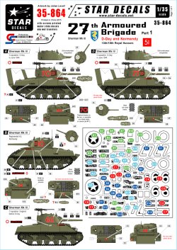 画像1: STAR DECALS[SD35-864] 1/35 WWII英 第27機甲旅団 #1 D-Day/ノルマンディ 第13/18 王室軽騎兵連隊シャーマンMk.III デカールセット