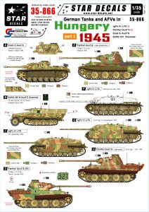 画像1: STAR DECALS[SD35-866] 1/35 WWII独 ハンガリー1945 #3 IV号駆逐戦車L/70,III突G型,パンターG型,Sd.Kfz.251/9 シュツンメル デカールセット (1)