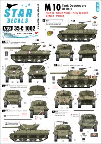 STAR DECALS[SD35-C1002] 1/35 WWII イタリア戦線のM10駆逐戦車 仏、英、南アフリカ、ニュージーランド、ポーランド デカールセット