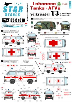 画像1: STAR DECALS[SD35-C1010] 1/35 レバノンの戦車と装甲車両デカールセット#3 VW T3 救急車/バン  デカールセット