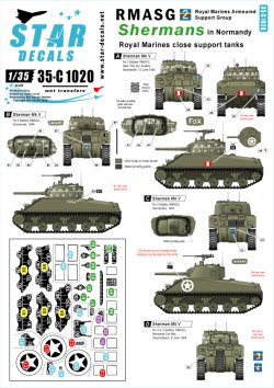 画像1: STAR DECALS[SD35-C1020] 1/35 WWII英 ノルマンディーの英軍海兵隊 火力支援車両 シャーマンMk.V デカールセット