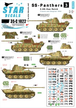 画像1: STAR DECALS[SD35-C1022] 1/35 WWII独 武装親衛隊のパンター #3 第2装甲師団 ダス・ライヒ D型&A型 フランス/ベルギー デカールセット