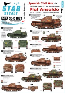 画像1: STAR DECALS[SD35-C1024] 1/35 WWII スペイン内戦 #4 フィアット・アンサルド CV.33/35/火炎放射戦車 デカールセット (1)