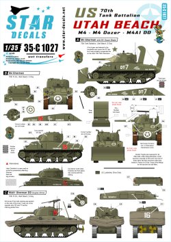 画像1: STAR DECALS[SD35-C1027] 1/35 WWII米 第70戦車大隊 ユタビーチ M4,M4ドーザー,M4A1DD