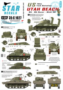 画像1: STAR DECALS[SD35-C1027] 1/35 WWII米 第70戦車大隊 ユタビーチ M4,M4ドーザー,M4A1DD (1)