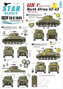 画像1: STAR DECALS[SD35-C1045]1/35 WWII米 北アフリカ戦線#1 第1機甲師団のM4A1シャーマン デカールセット