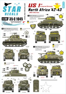 画像1: STAR DECALS[SD35-C1045]1/35 WWII米 北アフリカ戦線#1 第1機甲師団のM4A1シャーマン デカールセット (1)