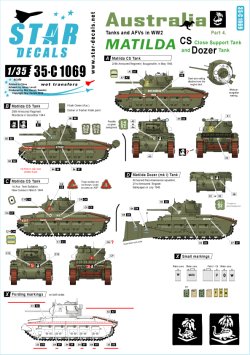 画像1: STAR DECALS[SD35-C1069]1/35 WWWIIオーストラリア陸軍#4 マチルダII CS型,ドーザー装着型