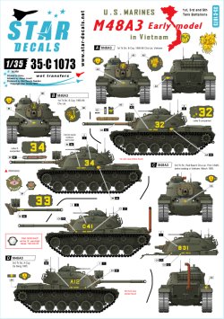 画像1: STAR DECALS[SD35-C1073]1/35 米海兵隊のM48A3初期型 ベトナム戦 第1,3,5戦車大隊