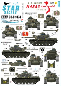 画像1: STAR DECALS[SD35-C1074]1/35 米海兵隊のM48A3後期型 ベトナム戦 第1戦車大隊
