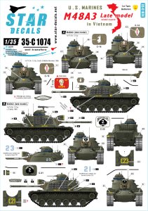 画像1: STAR DECALS[SD35-C1074]1/35 米海兵隊のM48A3後期型 ベトナム戦 第1戦車大隊 (1)