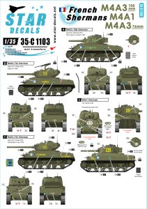 画像1: STAR DECALS[SD35-C1103]1/35 自由フランス軍のシャーマン#2 M4A3,M4A3 105mm, M4A3(76) (1)