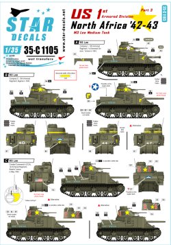 画像1: STAR DECALS[SD35-C1105]1/35 WWII米 第1機甲師団#3 M3リー 北アフリカ1942-43