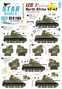 画像1: STAR DECALS[SD35-C1105]1/35 WWII米 第1機甲師団#3 M3リー 北アフリカ1942-43 (1)