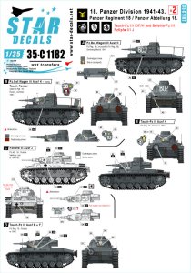 画像1: STAR DECALS[SD35-C1182]1/35 WWII ドイツ 第18装甲擲弾兵師団 #2 1941〜43年 III号戦車E型、F型、H型及びJ型 (1)