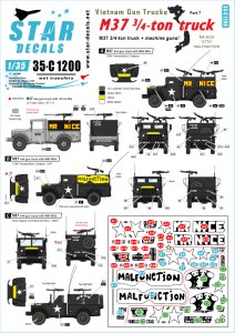 画像1: STAR DECALS[SD35-C1200]1/35 ベトナム戦争 米陸軍 ガントラック＃7 M37 3/4tトラック ミスターナイス「故障中」オットー (1)