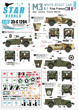 画像1: STAR DECALS[SD35-C1204]1/35 WWII 米 仏 連合軍 自由フランス軍に就役したM3A1スカウトカー 1943〜45年イタリア、コルシカ島、フランス