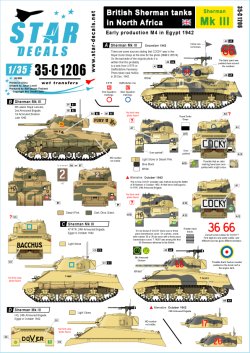 画像1: STAR DECALS[SD35-C1206]1/35 WWII 英陸軍 北アフリカでのイギリス陸軍所属のシャーマンMkIII エジプトへ展開した初期生産型のM4シャーマン(1942年)
