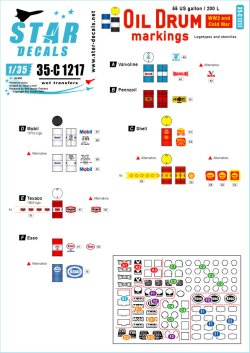 画像1: STAR DECALS[SD35-C1217]1/35 WWII 現用 55ガロン/200リットルドラム缶用オイルメーカーマーキング集