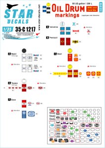 画像1: STAR DECALS[SD35-C1217]1/35 WWII 現用 55ガロン/200リットルドラム缶用オイルメーカーマーキング集 (1)