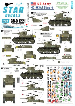 画像1: STAR DECALS[SD35-C1221]1/35 WWII 米 太平洋戦線に配備されたアメリカ陸軍所属のM3&M3A1スチュアート