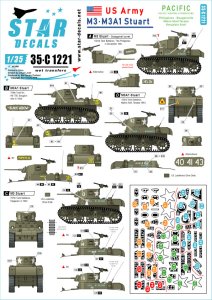 画像1: STAR DECALS[SD35-C1221]1/35 WWII 米 太平洋戦線に配備されたアメリカ陸軍所属のM3&M3A1スチュアート (1)