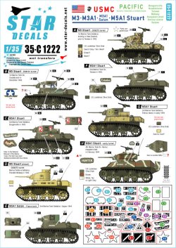 画像1: STAR DECALS[SD35-C1222]1/35 WWII 米 太平洋戦線に於けるアメリカ海兵隊所属のM3&M3A1とM5A1スチュアート