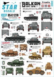 画像1: STAR DECALS[SD35-C1270]1/35 WWII 独/伊 バルカン半島WWII＃1 第二次世界大戦のクロアチア ウスタシャ民兵組織所属の戦車 (1)