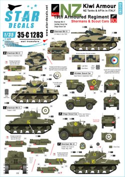 画像1: STAR DECALS[SD35-C1283]1/35 WWII ニュージーランド キウイアーマー＃3 イタリア戦線の第19ニュージーランド装甲連隊 シャーマンMkIII&スカウトカー