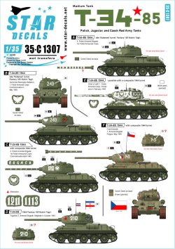 画像1: STAR DECALS[SD35-C1307]1/35 WWII 東欧諸国でのT-34/85中戦車 ポーランド/ユーゴスラビア/チェコ赤軍