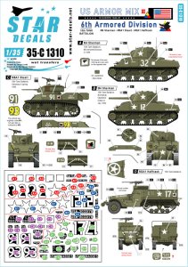 画像1: STAR DECALS[SD35-C1310]1/35 WWII 米軍AFV特集＃3 欧州戦線の第6機甲師団 M4シャーマン/M5A1スチュアート/M3A1ハーフトラック (1)