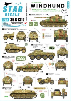 画像1: STAR DECALS[SD35-C1312]1/35 WWII 独 グレイハウンド＃1 第116装甲師団 IV号戦車J型 SdKfz234/1 BMW R75サイドカー Sdkfz250/9 Sdkfz251/1D IV号駆逐戦車 L/48