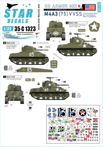 画像1: STAR DECALS[SD35-C1323]1/35 WWII 米軍AFV特集＃6 ヨーロッパでのM4A3(75)W 1944〜45 第11機甲師団 第42機甲師団 第784機甲師団 (1)