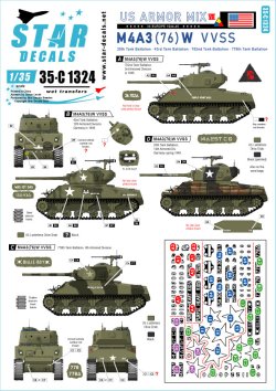 画像1: STAR DECALS[SD35-C1324]1/35 WWII 米軍AFV特集＃7 ヨーロッパでのM4A3(76)W 第25戦車大隊 第43戦車大隊 第702戦車大隊 第778戦車大隊