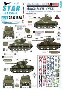 画像1: STAR DECALS[SD35-C1324]1/35 WWII 米軍AFV特集＃7 ヨーロッパでのM4A3(76)W 第25戦車大隊 第43戦車大隊 第702戦車大隊 第778戦車大隊 (1)