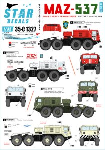 画像1: STAR DECALS[SD35-C1327]1/35 現用 露/ソ MAZ-537 8x8重トランスポーター 軍用および民生仕様 (1)