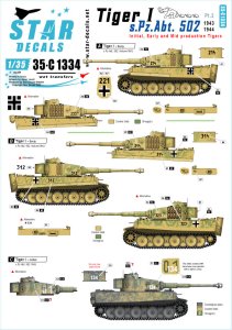 画像1: STAR DECALS[SD35-C1334]1/35 WWII 独 ドイツ国防軍タイガーI 第502重戦車大隊＃2 タイガー極初期/初期/中期型 1943〜44 (1)