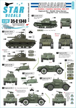 画像1: STAR DECALS[SD35-C1340]1/35 現用 ニカラグア＃1 国家警備隊 スタッグハウンドMkI M4A3E8/105mm榴弾砲 ダッジM37 CV.33アンサルド