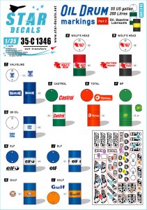 画像1: STAR DECALS[SD35-C1346]1/35 現用 55ガロン/200リットルドラム缶用オイルメーカーマーキング パート2 (1)