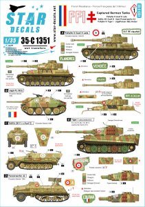 画像1: STAR DECALS[SD35-C1351]1/35 WWII FFI＃1 FFI(フランス国内軍)に鹵獲されたドイツ戦車 IV号戦車H型最終型 SdKfz251D パンツァーヴェルファー ティーガーI へッツアー (1)