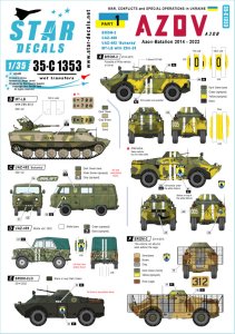 画像1: STAR DECALS[SD35-C1353]1/35 現用 ウクライナの戦争＃1 アゾフ大隊のBRDM-2 UAZ-469 UAZ-452ブハンカ ZSU-23搭載MT-LB(2014-2022年) (1)