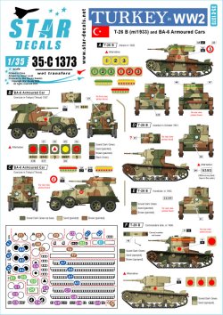 画像1: STAR DECALS[SD35-C1373]1/35 WWII トルコ 第二次大戦中のトルコ軍装甲車輌 T-26B(1933年型)軽戦車/BA-6装甲車(1930-40年代)