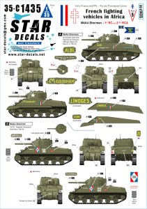 画像1: STAR DECALS[SD35-C1435]1/35 WWII アフリカのフランス軍戦闘車両＃5 第1胸甲騎兵連隊/第2アフリカ騎兵連隊のM4A4シャーマン 1943/44年 (1)