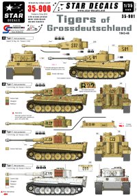 STAR DECALS[SD35-900] 1/35 WWII独 グロスドイッチュラント師団のティーガーI 1943-1945 デカールセット