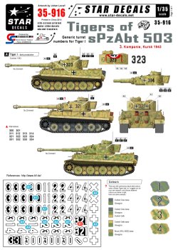 画像1: STAR DECALS[SD35-916] 1/35 第503重戦車大隊のティーガー #3 第3中隊 クルスク1943 デカールセット