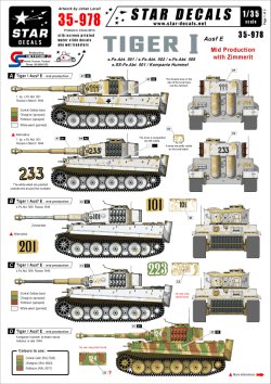 画像1: STAR DECALS[SD35-978]1/35　ティーガーI中期型(ツィンメリット付き)デカールセット
