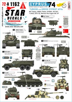 画像1: STAR DECALS[SD72-A1162]1/72 現用 キプロス紛争1974＃1 トルコ軍とギリシャ系キプロス軍のAFV M47/M48A1/M106A1/M113A1/T-34-85/BTR-152V1/マーモン・ヘリントン
