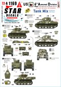 STAR DECALS[SD72-A1169]1/72 WWII アメリカ 「ザ・スーパー6」ヨーロッパの第6機甲師団＃3 1944-45年 第15/第68/第69戦車大隊 戦車編 M4シャーマン/M5A1スチュアート