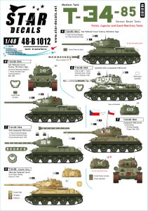 画像1: STAR DECALS[SD48-B1012]1/48 WWII 露/ソ T-34-85中戦車 諸外国のT-34-85 ドイツ鹵獲戦車 ポーランド ユーゴスラビア チェコ赤軍 (1)